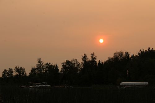 Smoky Orange Sunset Lake