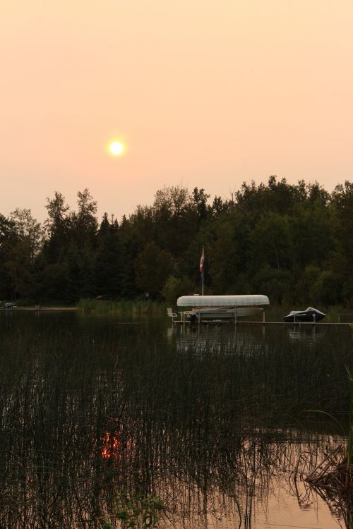 Smoky Orange Sunset Lake