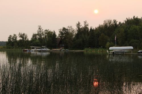 Smoky Orange Sunset Lake