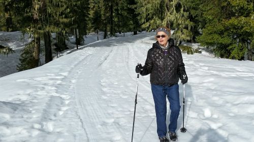 snow hiking people