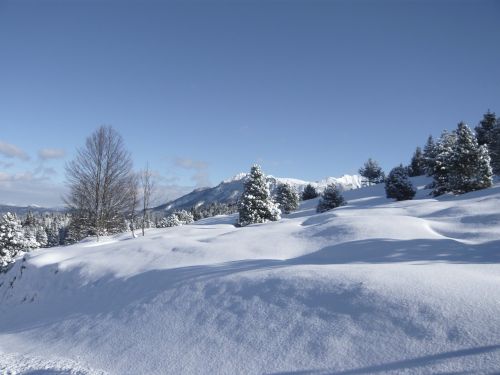 snow mountains sky