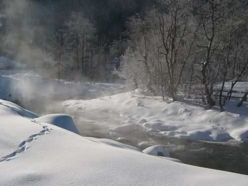 snow cold frozen river