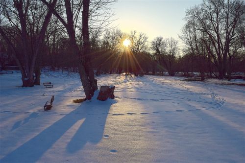 snow park sunset