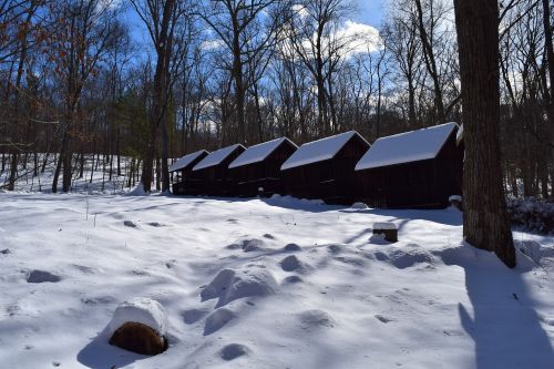 snow winter cabins