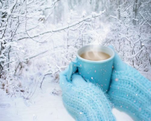 snow snowy hot coffee