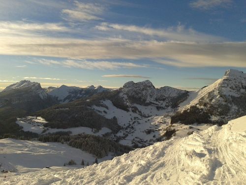 snow mountain evening