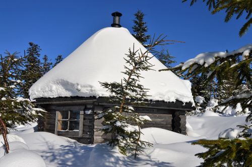 snow winter hut