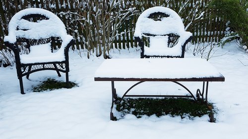 snow  snowed in  garden chair