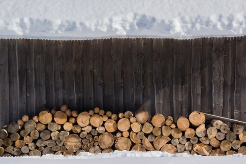 snow  wood  stack
