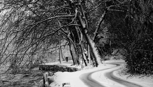 snow  black white  road