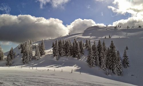 snow mountain top sunny