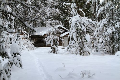 snow winter cabin