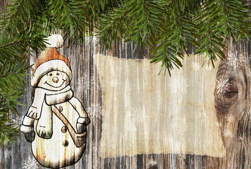 snow man christmas fir green