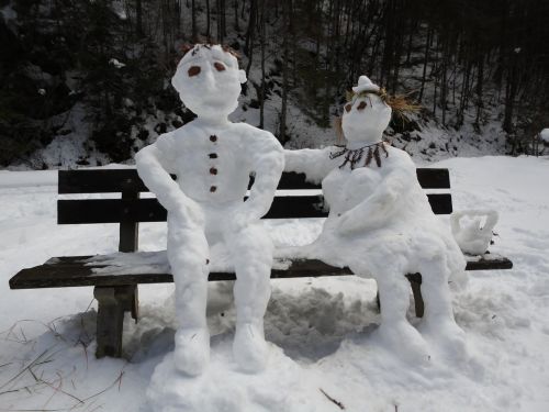snow man snow woman winter