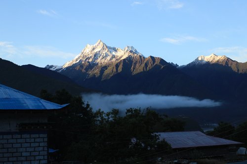 snow mountain  early in the morning  sunrise