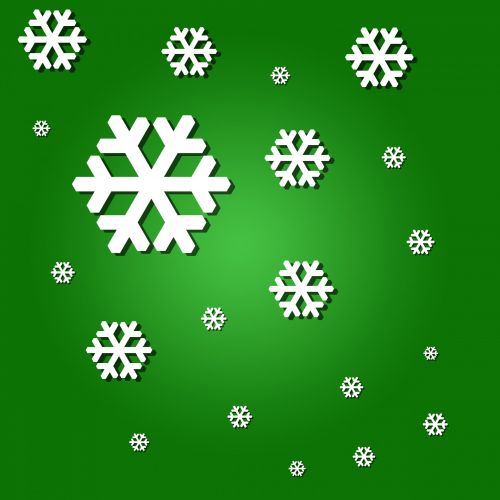 Snowflakes On Green Background