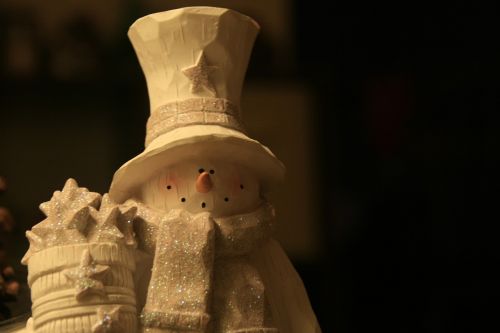 snowman woodcarving white