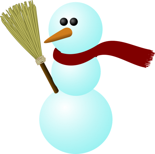 snowman broom holding