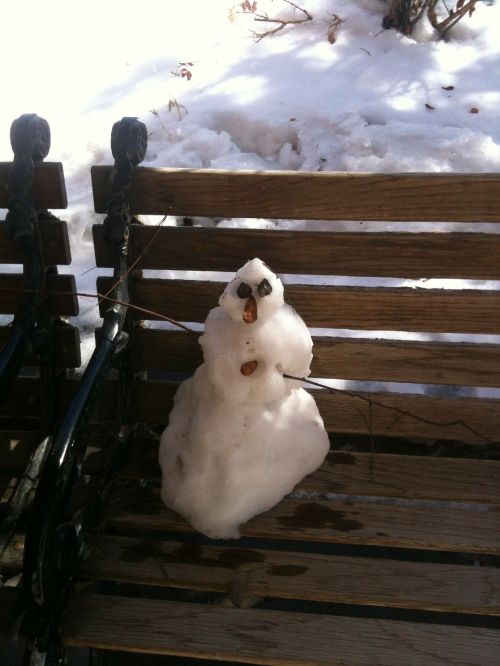 snowman bench wooden