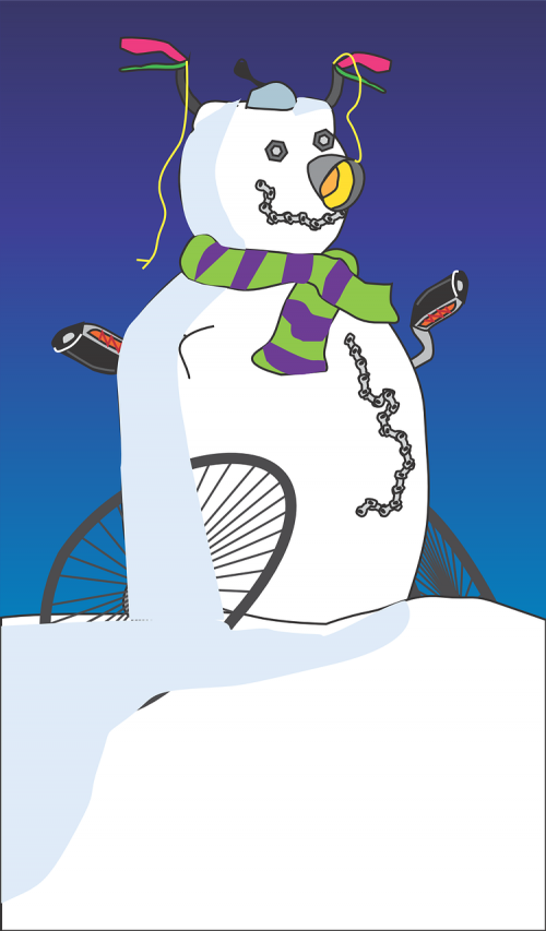 snowman winter bike
