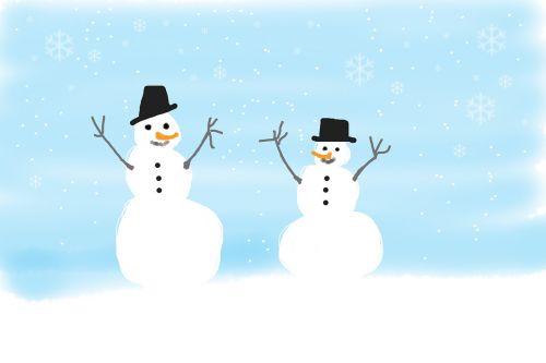 snowmen winter children drawing