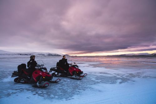 snowmobiles glacier snow