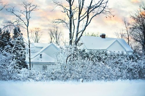 snowy winter house