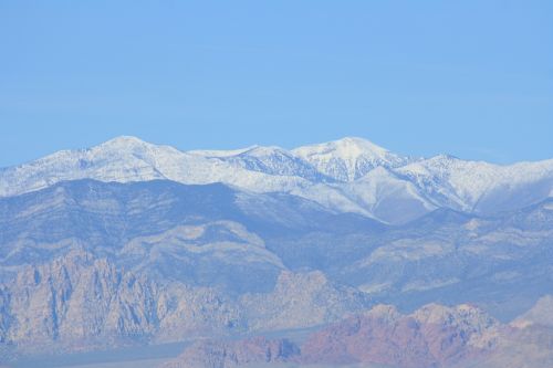 snowy mountain red rock