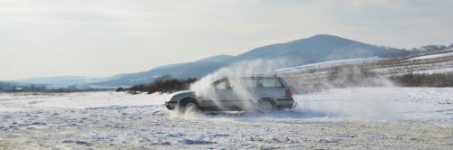 snowy landscape car speed