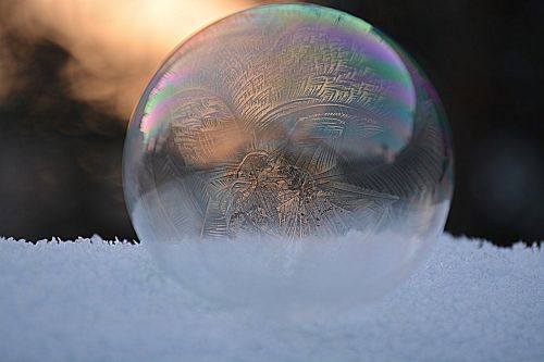 soap bubble frozen bubble winter