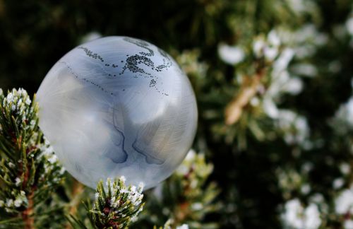 soap bubble frozen ball