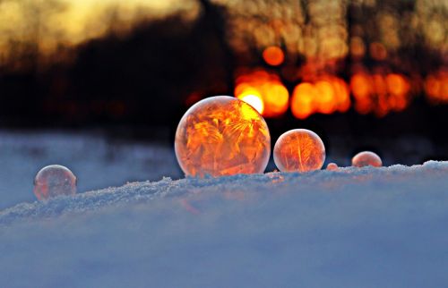 soap bubble snow sunset