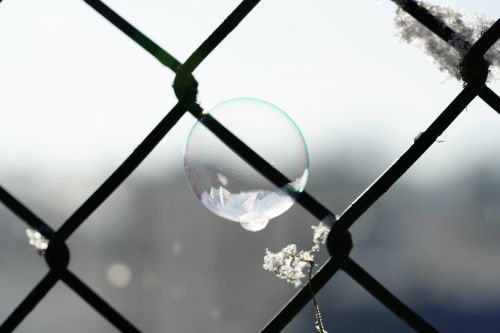 soap bubble frozen fence