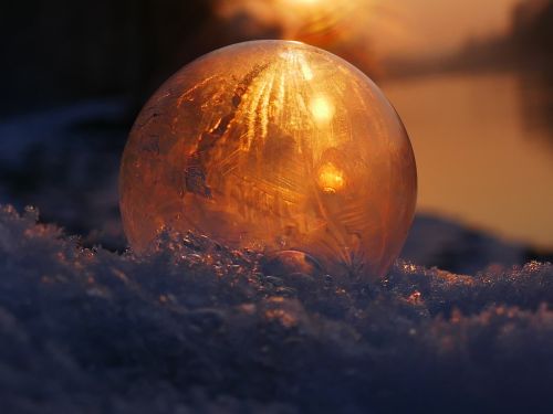 soap bubble frozen frost