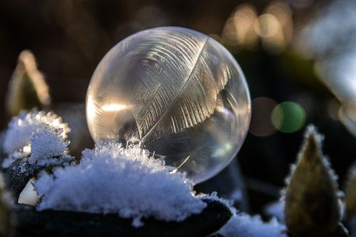 soap bubble ice eiskristalle
