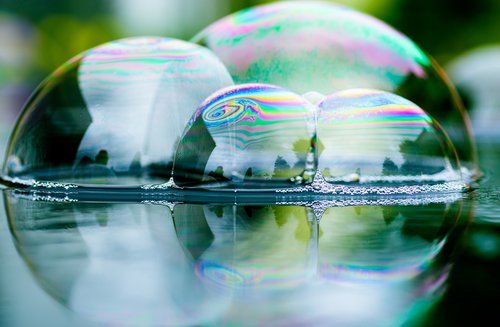 soap bubbles  mirroring  reflection
