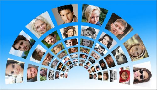 social networks faces photo album