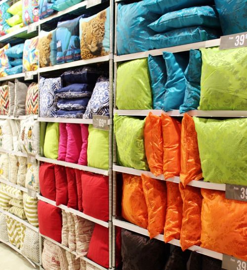 sofa cushions shelf colorful