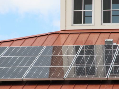 solar panel array roof building