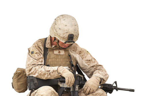 soldier thoughtful exhausted