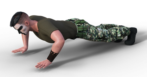 soldier uniform pushups