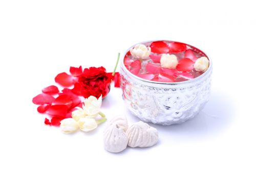 songkran flowers silver bowl