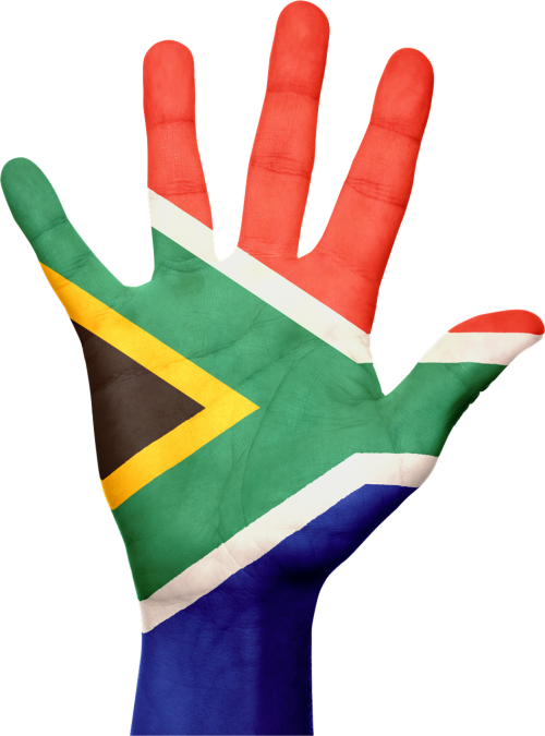 south africa flag hand