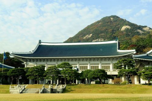 south korea mountains sky clouds