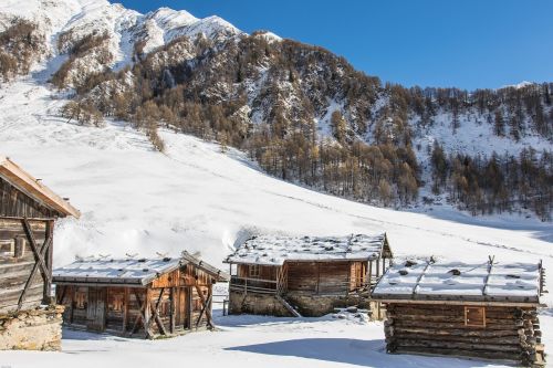 south tyrol almen village winter