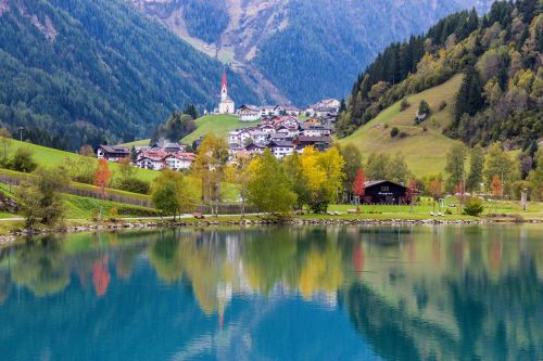 south tyrol mountains lake