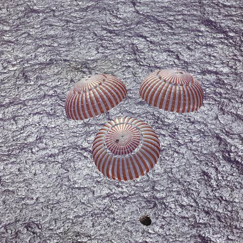 space capsule parachuting apollo 16
