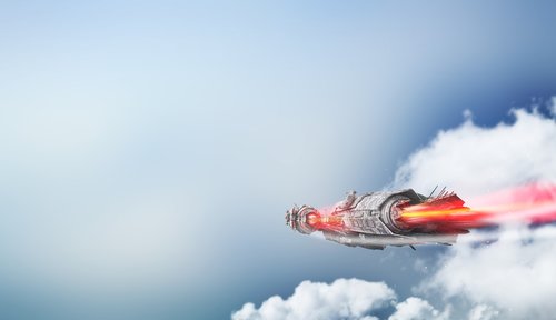 spaceship  clouds  background