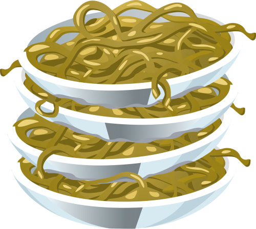spaghetti plates stacked