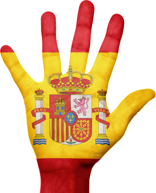 spain flag hand